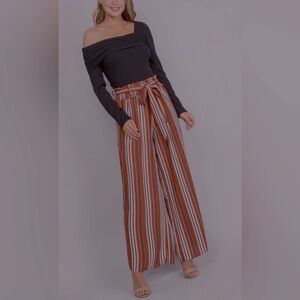 🆕 Stripe Wide Pants / Rust (P1424B-B6)